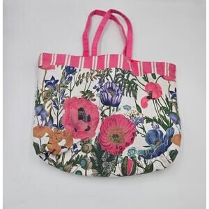 Estee Lauder Canvas Floral Poppy Tote Bag 19"x12"×3" Garden Party Fairycore